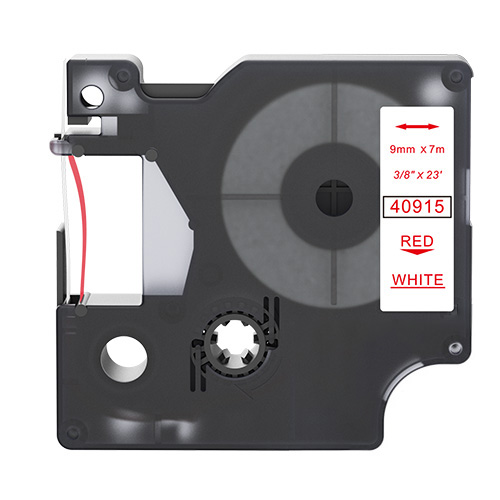 Bandă compatibilă Dymo 40915 roșu pe alb 9mm