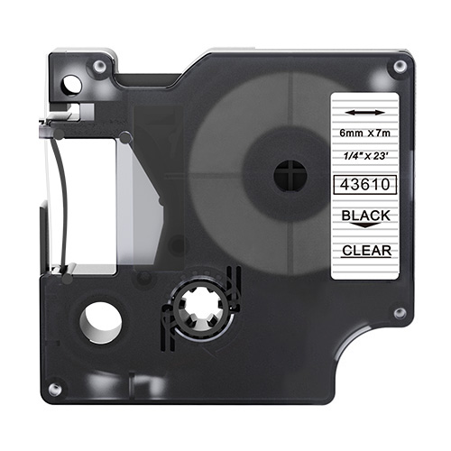Bandă compatibilă Dymo 43610 negru pe transparent 6mm