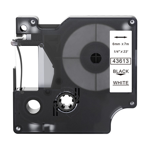 Bandă compatibilă Dymo 43613 negru pe alb 6mm