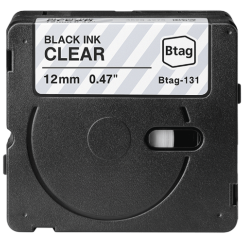 Bandă pentru etichete compatibilă Brother Btag-131 negru pe transparent 12mm