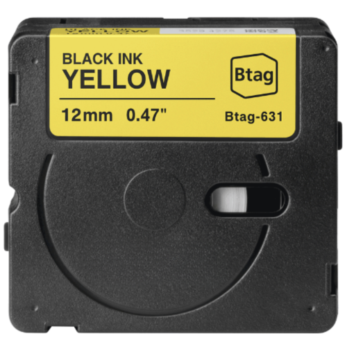 Bandă pentru etichete compatibilă Brother Btag-631 negru pe galben 12mm