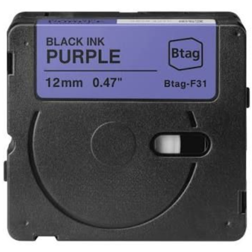 Bandă pentru etichete compatibilă Brother Btag-F31 negru pe violet 12mm