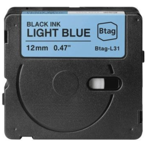 Bandă pentru etichete compatibilă Brother Btag-L31 negru pe albastru deschis 12mm
