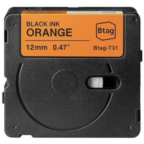 Bandă pentru etichete compatibilă Brother Btag-T31 negru pe portocaliu 12mm