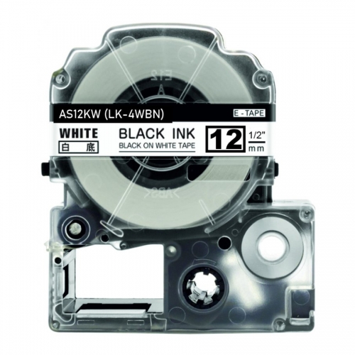 Bandă compatibilă Epson LK-4WBN negru pe alb 12mm