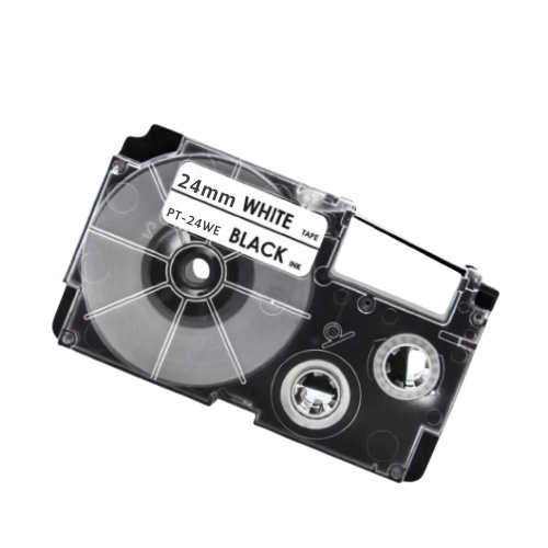 Bandă compatibilă Casio XR-24WE negru pe alb 24mm